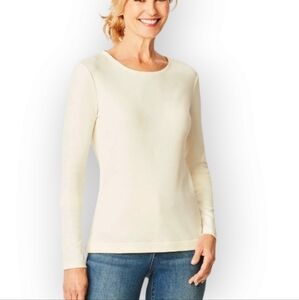 NWT‎ Talbots Supersoft Layering Shirt In Off White Size Small